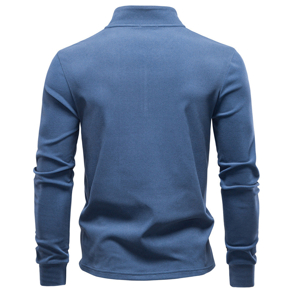 Men's GeToday half-zip thermal base-layer gym wear, showing the black thermal top with half-zip front and athletic fit.
