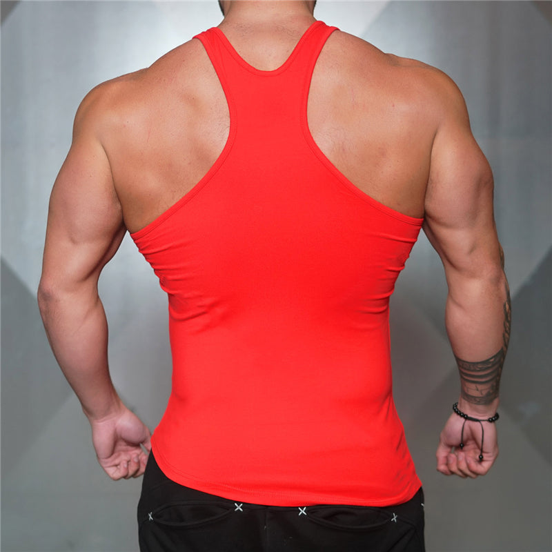 Breathable cotton men's gym training vest by Pump Lab Fitness, showcasing lightweight, comfortable athletic vest for workouts.