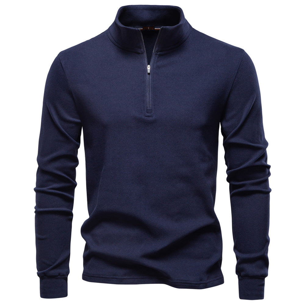 GeToday men's half-zip thermal gym wear base-layer top showing a black and gray fabric with a quarter-zip collar.