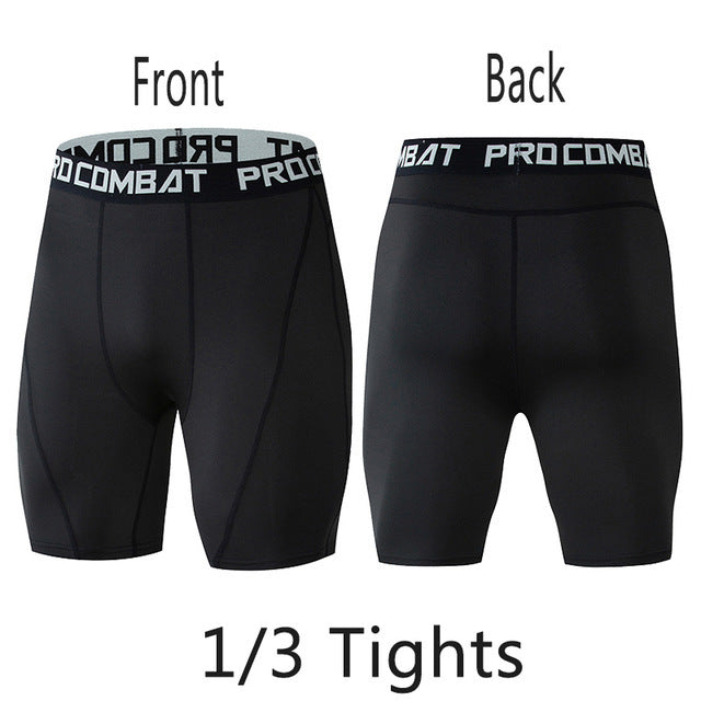 Men's running gym leggings by Pump Lab Fitness, black athletic tights with moisture-wicking fabric and comfortable fit.