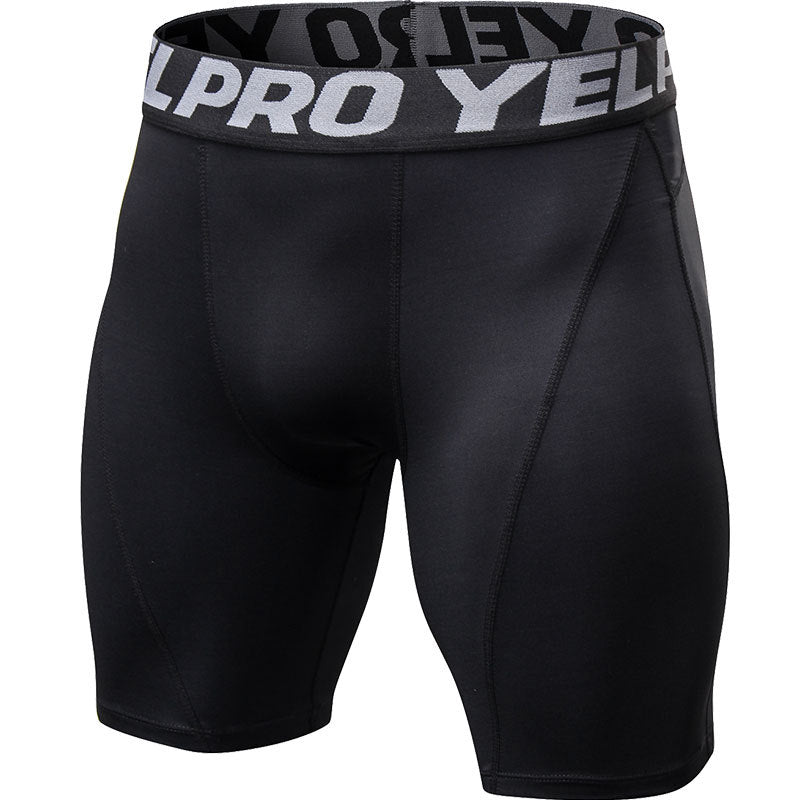 Men's Pro Fitted Gym Running Training Shorts by Pump Lab Fitness, shown in black with athletic fit and moisture-wicking fabric.