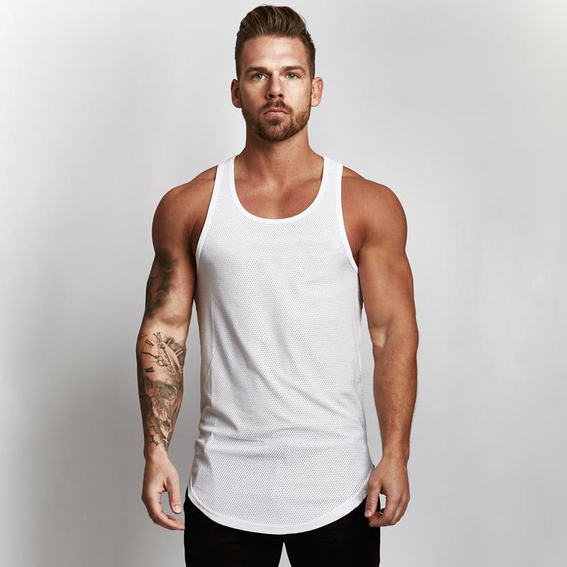 Men's GeToday gym tank top sportswear vest, sleeveless gym clothes for workout, lightweight athletic fitness top.