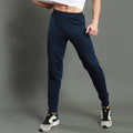 Men's slim fit jogger pants by Pump Lab Fitness, ideal for spring and summer gym workouts, shown in black with elastic waistband