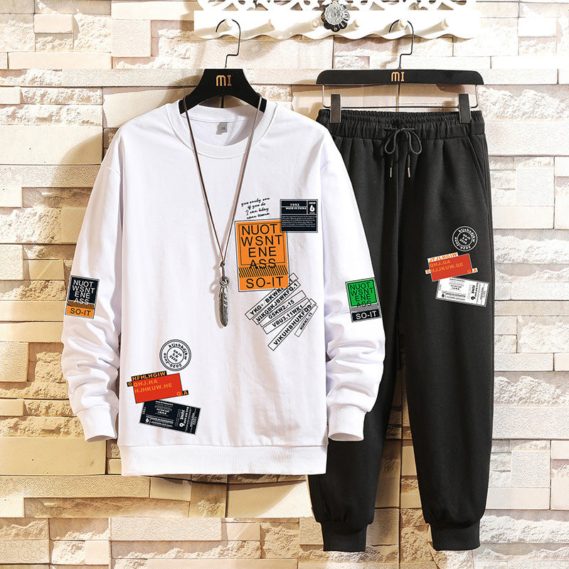 Men's casual sweatshirt and jogger pants set by Pump Lab Fitness, ideal for autumn, shown in a comfortable, stylish fit.