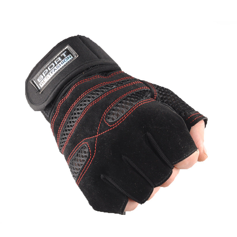 Men's Pump Lab Fitness gym training gloves for summer cycling, half-finger design with padded palms and breathable fabric.