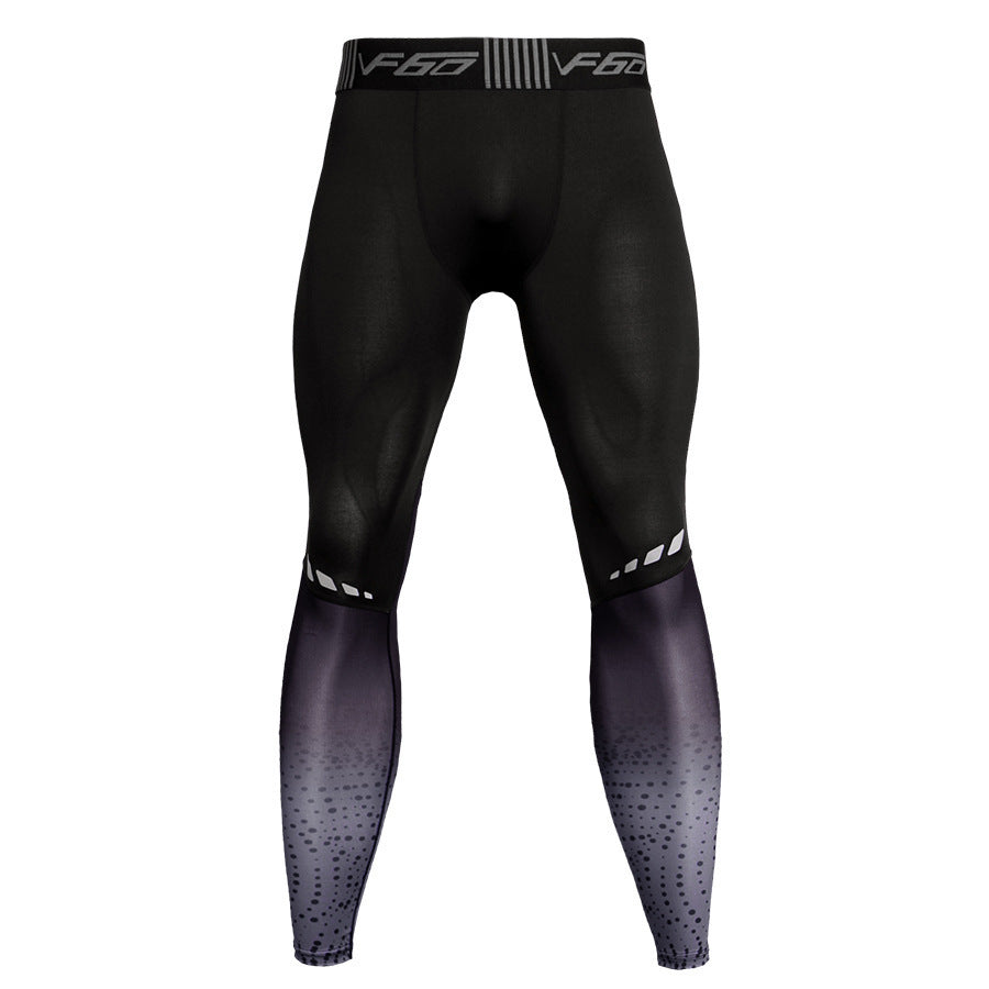 Men's running compression tights by Pump Lab Fitness, designed for gym training, featuring a sleek black athletic fit.