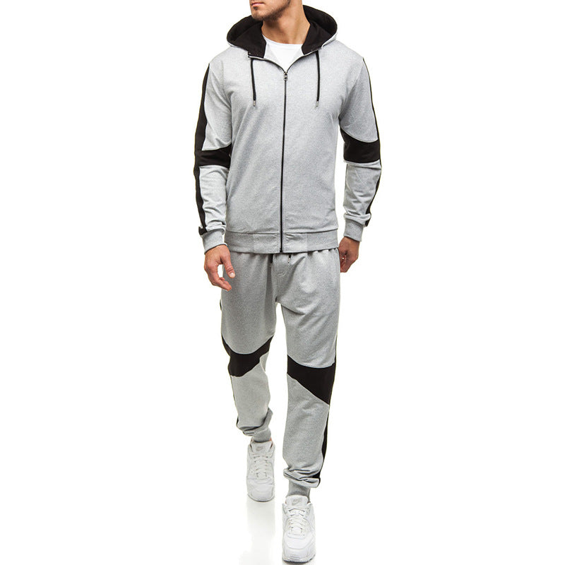 Color block men's hoodie and jogger set by Pump Lab Fitness, featuring a sporty design in vibrant colors.