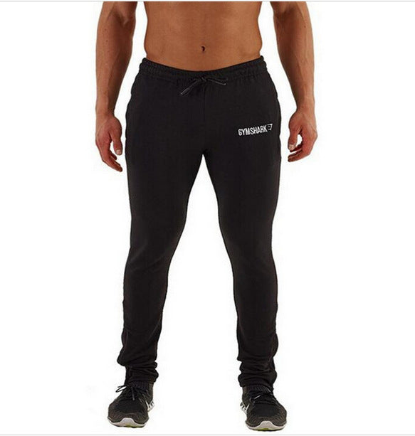 Men's slim fit joggers for training and running by Pump Lab Fitness, shown in black with athletic design and tapered fit.