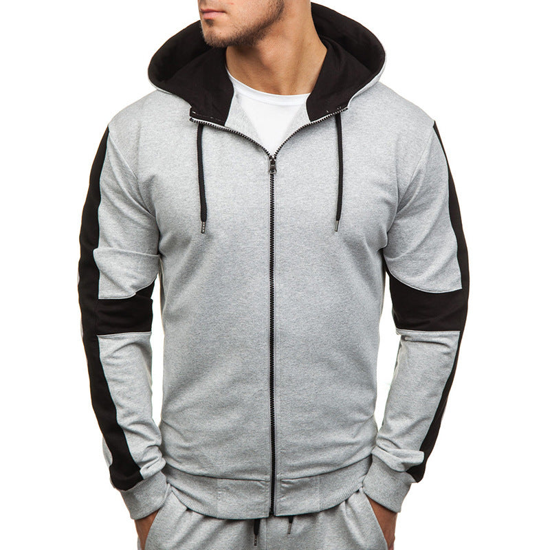Color block men's hoodie and jogger set by Pump Lab Fitness, featuring athletic design and comfortable fit for sports activities.