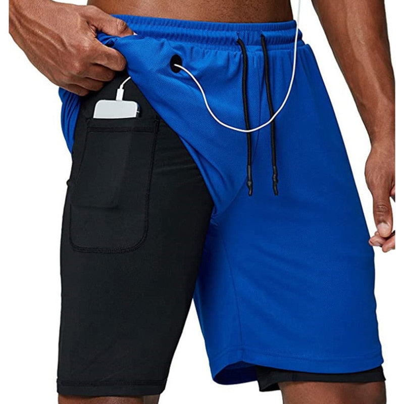 Vimost Pump Lab 2-in-1 men's gym shorts with built-in phone pocket, lightweight fabric, and sporty design for running and fitness.