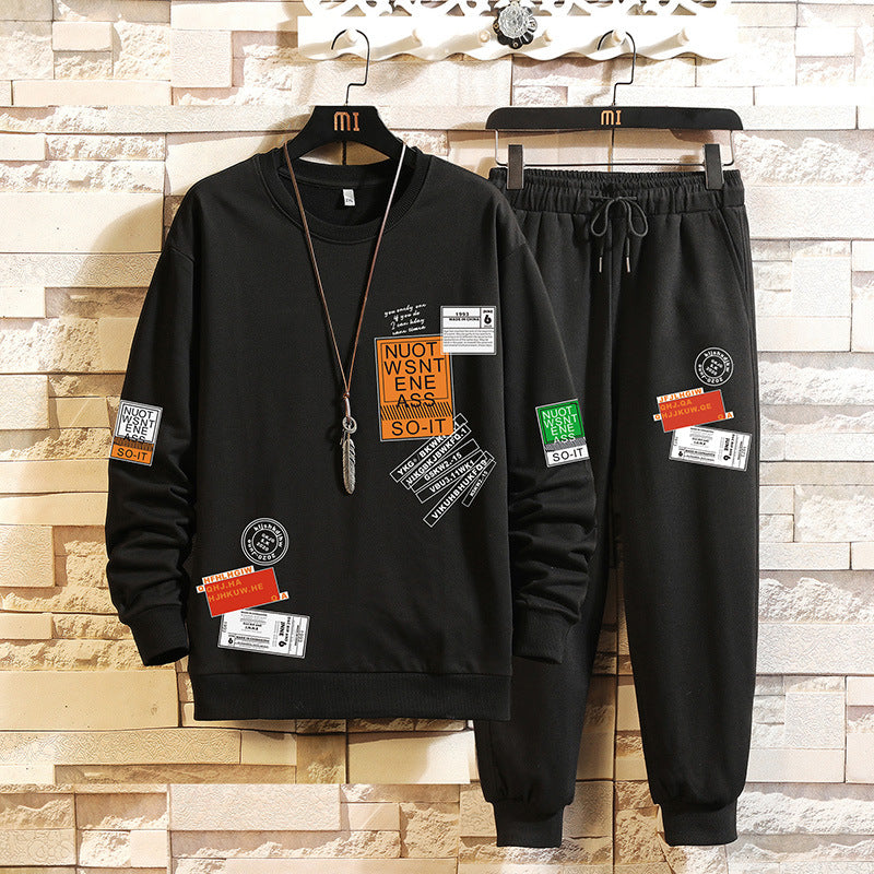 Men's casual sweatshirt and jogger pants set by Pump Lab Fitness, autumn-themed, shown in a comfortable, relaxed fit.