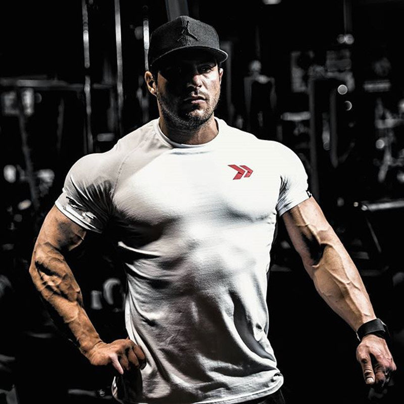 GeToday muscle fit leisure T-shirt for gym wear, shown in black with a crew neck and short sleeves, designed for a snug fit.