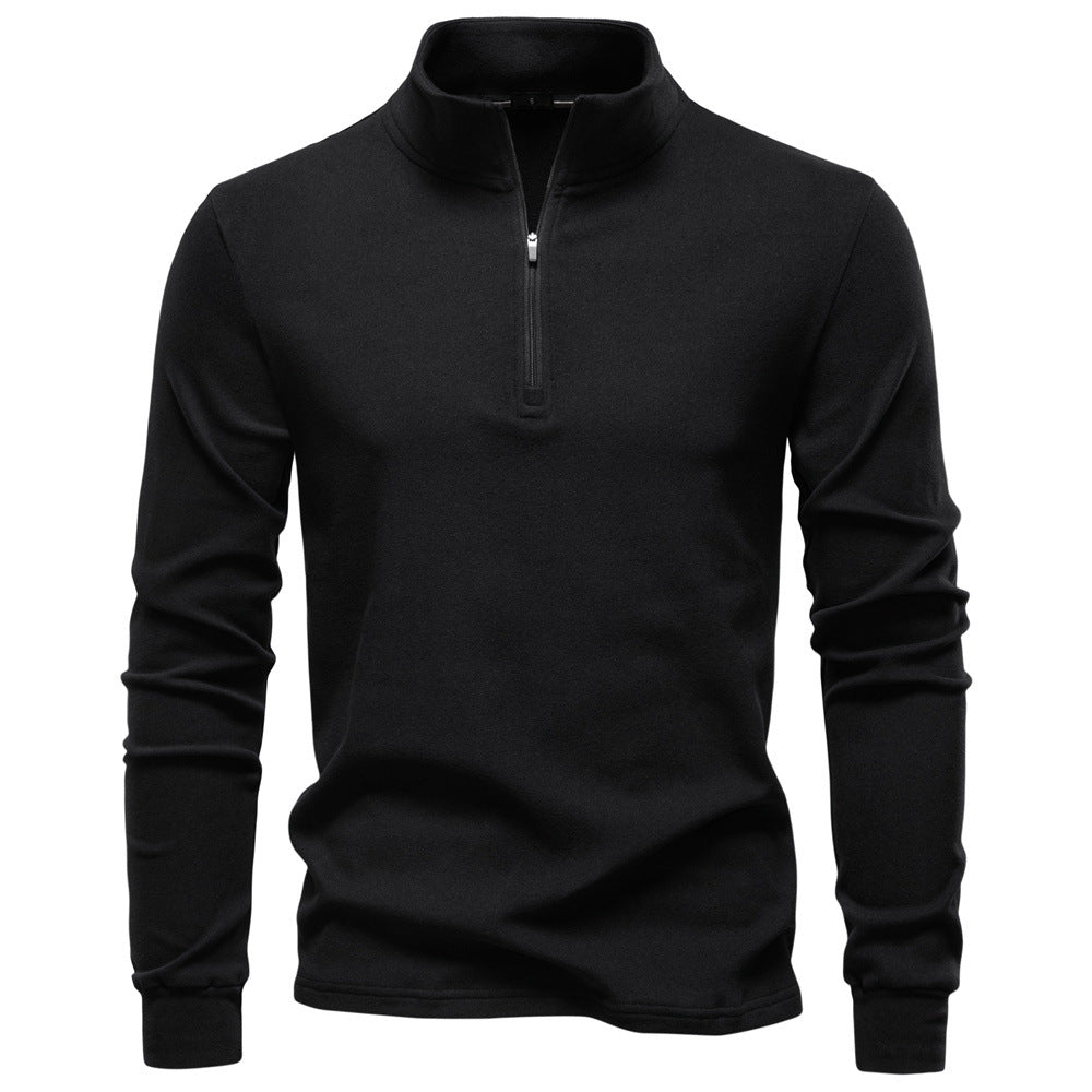 Men's GeToday half-zip thermal base-layer gym wear, close-up view showing breathable fabric and athletic fit for workouts.