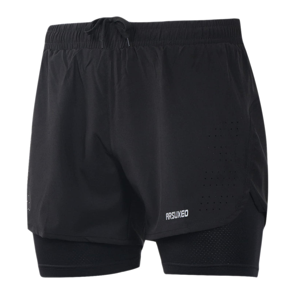 Pump Lab Men's 2-in-1 active training running shorts with quick-dry fabric and adjustable waistband for gym workouts.