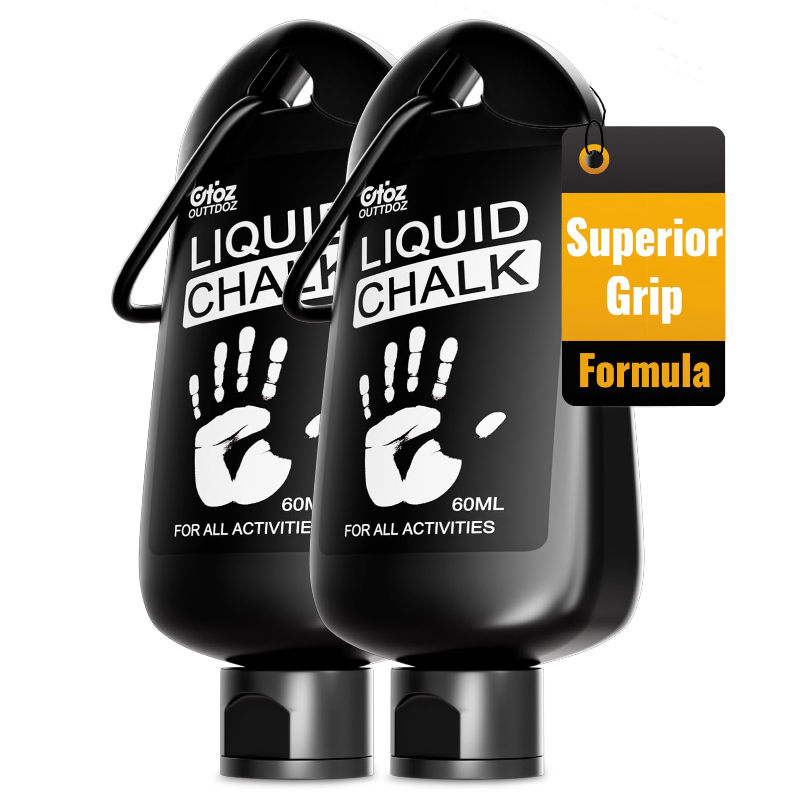 Pump Lab Fitness OUTTDOZ liquid gym chalk in a 60ML 2-pack, ideal for weightlifting, gymnastics, rock climbing, and dance.