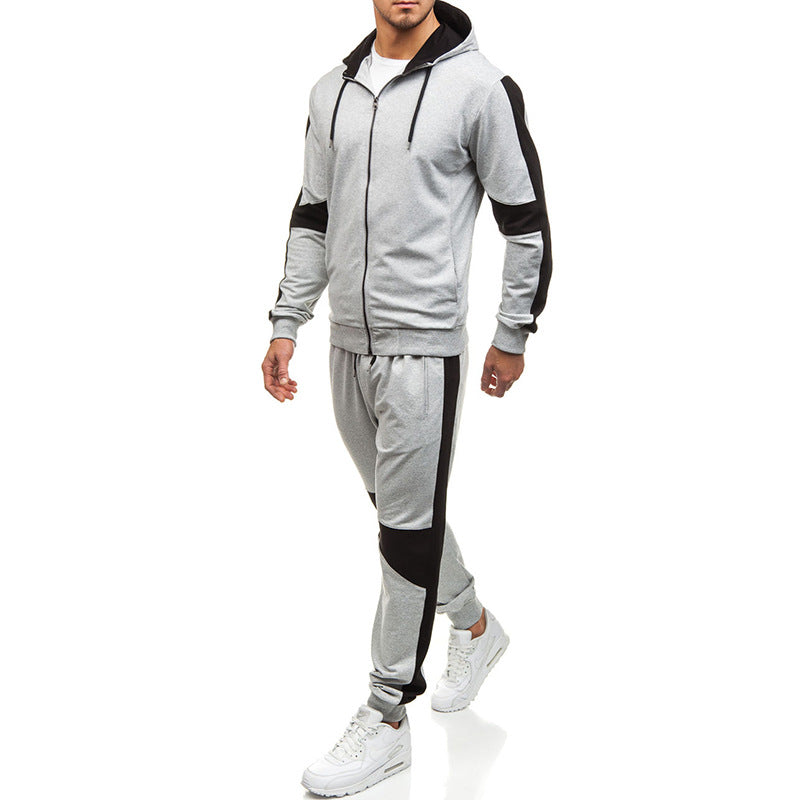 Color block men's hoodie and jogger set from Pump Lab Fitness, ideal for sports and casual wear.