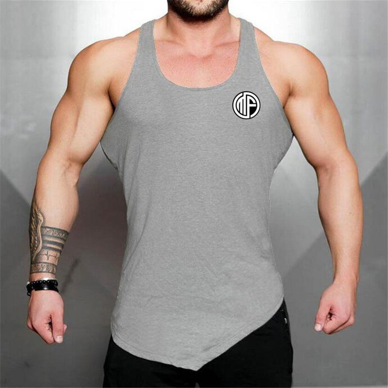 Breathable cotton men's gym training vest by Pump Lab Fitness, showing lightweight, sleeveless workout shirt for men.