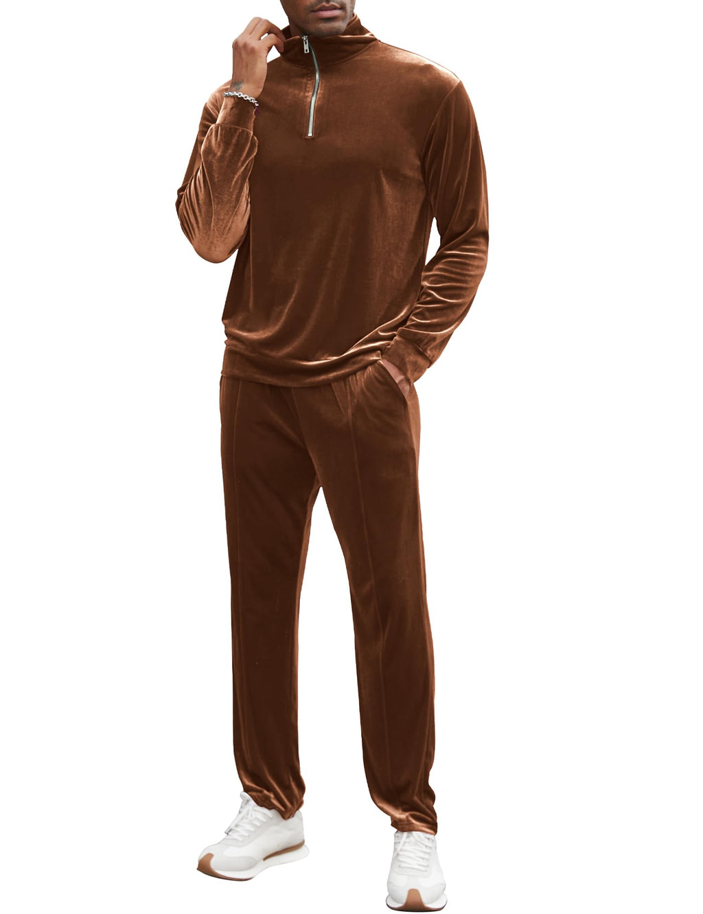 Pump Lab Men's 2-Piece Quarter Zip Tracksuit with athletic joggers, featuring a quarter zip top and comfortable fit for activewear.