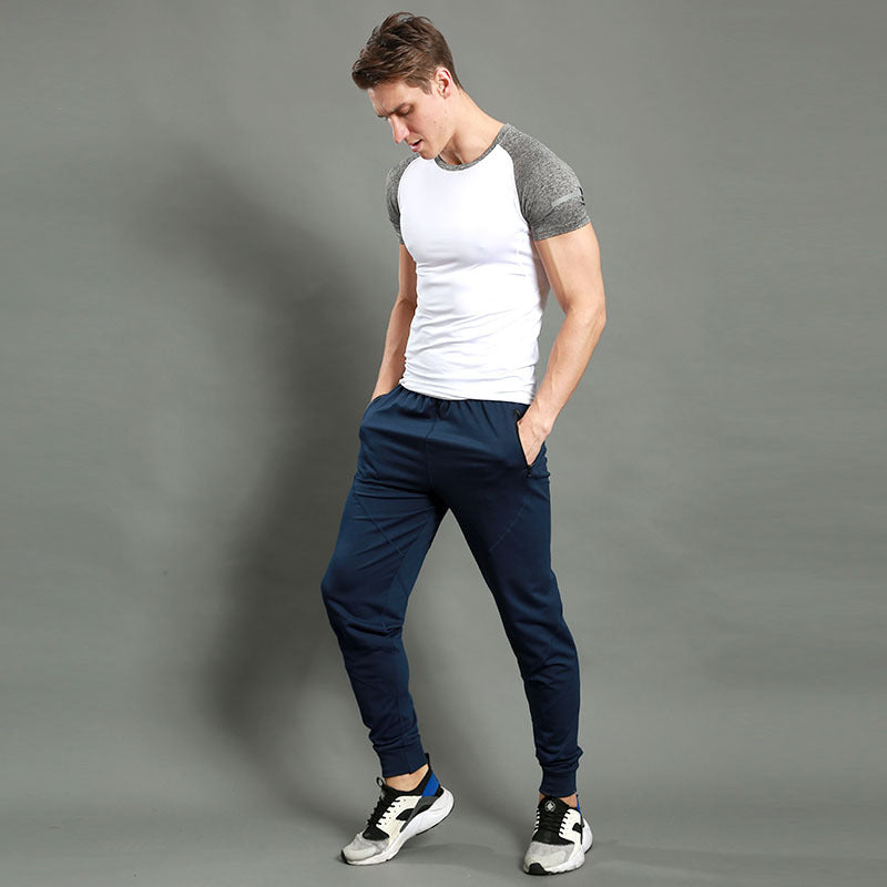 Men's slim fit jogger pants for gym by Pump Lab Fitness, lightweight spring and summer activewear with elastic waistband and tapered fit.