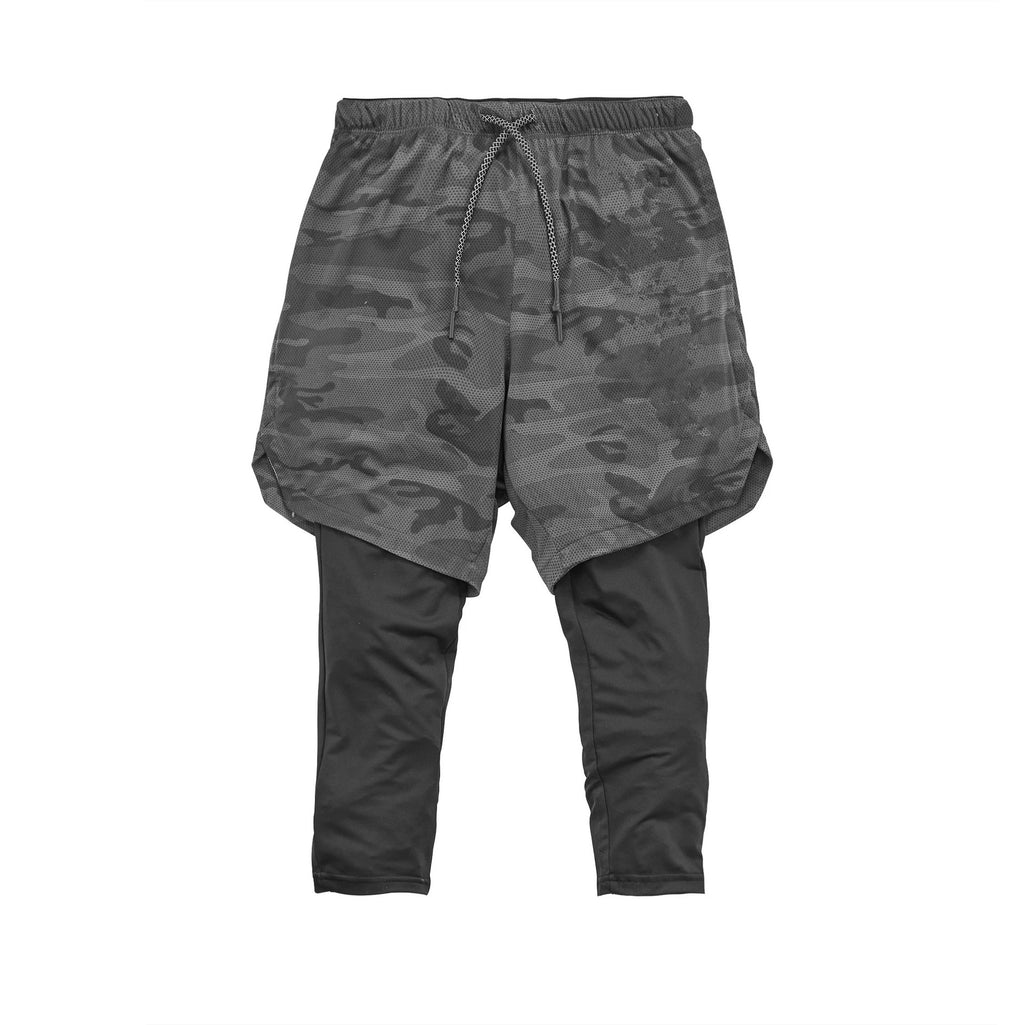 Men's 2-in-1 quick dry running and gym shorts by Pump Lab Fitness, featuring lightweight fabric and adjustable waistband.